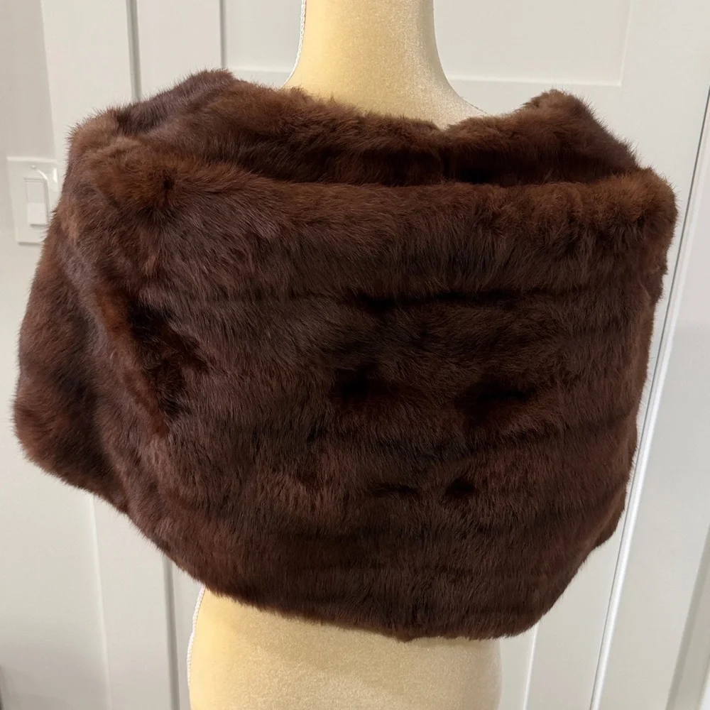 Vintage Brown Fur Wrap Shawl Rankin Santa Ana - Picture 5 of 11
